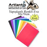 Yapışkanlı Eva 50X70 Cm 10 Renk 1 Paket Yapışkanlı Eva Süngeri 10'Lu Okul Kreş Anasınıfı Elişi Etkinlikleri