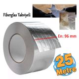 Yapışkanlı Fiberglas Lif Takviyeli Alüminyum Folyo Bant 96 Mm X 25 Metre Yanmaz Yalıtım Bandı