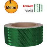 Yapışkanlı Gece Parlayan Reflektörlü 5 cm Reflektif Ikaz Bandı 1 Metre Koyu Yeşil Renk Şerit Bant. - Standart