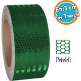Yapışkanlı Gece Parlayan Reflektörlü 5 cm Reflektif Ikaz Bandı 1 Metre Koyu Yeşil Renk Şerit Bant
