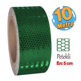 Yapışkanlı Gece Parlayan Reflektörlü 5 cm Reflektif Ikaz Bandı 10 Metre Koyu Yeşil Renk Şerit Bant
