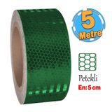 Yapışkanlı Gece Parlayan Reflektörlü 5 cm Reflektif Ikaz Bandı 5 Metre Koyu Yeşil Renk Şerit Bant