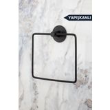 Yapışkanlı Havlu Askısı Kare Havluluk Ring Serisi Mat Siyah