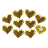 Yapışkanlı Kalp Sticker, 3,5 cm x 10 Adet - Altın