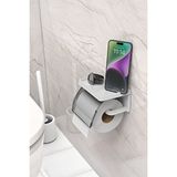 Yapışkanlı Kapaklı Tuvalet Kağıdı Askısı Banyo Tuvalet Kağıtlığı Aparatı ve Rafı Standı Peçetelik Organizer Plastik - Antrasit