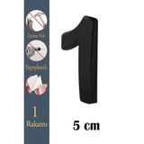 Yapışkanlı Kapı Numarası Küçük Boy 50 Mm 5 Cm Numara 1 Rakam Bir Sayısı Siyah Renk Numaralar 1 Adet