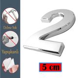 Yapışkanlı Kapı Numarası Küçük Boy 50 Mm 5 Cm Numara 2 Rakam İki Sayısı Krom Renk Numaralar 1 Adet