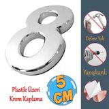 Yapışkanlı Kapı Numarası Küçük Boy 50 Mm 5 Cm Numara 8 Rakam Sekiz Sayı Krom Renk Numaralar 1 Adet