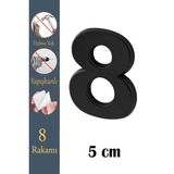 Yapışkanlı Kapı Numarası Küçük Boy 50 Mm 5 Cm Numara 8 Rakam Sekiz Sayı Siyah Renk Numaralar 1 Adet