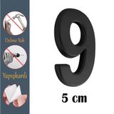 Yapışkanlı Kapı Numarası Küçük Boy 50 Mm 5 Cm Numara 9 Rakam Dokuz Sayı Siyah Renk Numaralar 1 Adet