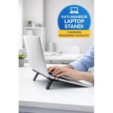 Yapışkanlı Katlanabilir Laptop Standı 2 Kademeli Soğutucu Notebook Yükseltici 22 cm Siyah