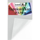 Yapışkanlı Keçe 35X50 cm 1 Adet 2.0 mm Kendinden Yapışkanlı Renkli Hobi Keçesi Elişi Keçe Kumaşı Anasınıfı Kreş Etkinlik - Beyaz