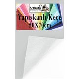 Yapışkanlı Keçe 50X70 cm 1 Adet 2.0 mm Kendinden Yapışkanlı Renkli Hobi Keçesi Elişi Keçe Kumaşı Anasınıfı Kreş Etkinlik - Beyaz