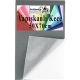 Yapışkanlı Keçe 50X70 cm 1 Adet 2.0 mm Kendinden Yapışkanlı Renkli Hobi Keçesi Elişi Keçe Kumaşı Anasınıfı Kreş Etkinlik - Gri