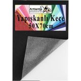 Yapışkanlı Keçe 50X70 cm 1 Adet 2.0 mm Kendinden Yapışkanlı Renkli Hobi Keçesi Elişi Keçe Kumaşı Anasınıfı Kreş Etkinlik - Siyah