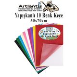 Yapışkanlı Keçe 50x70 cm 10 Renk 1 Paket 2.0 mm Renkli Hobi Keçesi Elişi Keçe Kumaşı Anasınıfı Kreş Okul Öncesi El Sanat