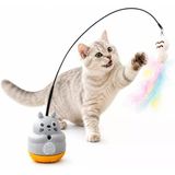 Yapışkanlı Kedi Oyun Oltası – 360° Dönen Hareketli Gövdeli, Tüylü Peluş Uçlu İnteraktif Kedi Oyuncağı, Esnek Çubuklu Sabitlenebilir Egzersiz Ve Av Oyuncağı