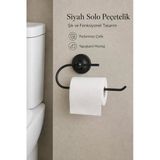 Yapışkanlı Mat Siyah Kağıt Rulo Peçetelik Tuvalet Kağıtlığı Banyo Askısı Metal Paslanmaz Çelik