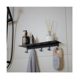 Yapışkanlı Metal Banyo Rafı 5 Kancalı Duvar Rafı Organizer Dekoratif Raf Siyah Paslanmaz Duvar Rafı Havluluk Askılık Banyo Mutfak Çok Amaçlı Raf - Option-1 - Acı Kahverengi