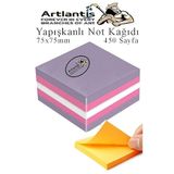 Yapışkanlı Not Kağıdı 3 Renk 450 Sayfa 1 Paket Ebruli Küp Blok Yapışkanlı Postit 75x75 mm Renkli