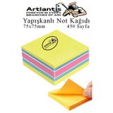 Yapiskanli Not Kagidi 4 Renk 450 Sayfa 1 Paket Havai Kup Blok Yapiskanli Postit 75X75 Mm Renkli