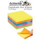 Yapiskanli Not Kagidi 5 Renk 400 Sayfa 1 Paket Kup Blok Yapiskanli Postit 75X75 Mm Fosforlu Renkli