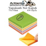 Yapiskanli Not Kagidi 5 Renk 450 Sayfa 1 Paket Gizemli Kup Blok Yapiskanli Postit 75X75 Mm Renkli