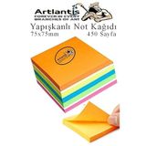 Yapışkanlı Not Kağıdı 6 Renk 450 Sayfa 1 Paket Envai Küp Blok Yapışkanlı Postit 75x75 mm Renkli