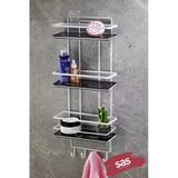 Yapiskanli Omur Boyu Paslanmaz Kristal Ayarlanabilen Raf Banyo Duzenleyici Beyaz - Siyah Ls-03 Bsbk