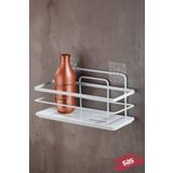 Yapiskanli Omur Boyu Paslanmaz Kristal Ayarlanabilir Raf Banyo Duzenleyici Sampuanlik Beyaz - Beyaz