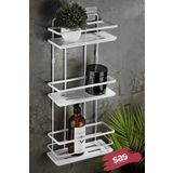 Yapiskanli Omur Boyu Paslanmaz Kristal Ayarlanabilir Raf Banyo Duzenleyici Sampuanlik Beyaz Ls-03 Bb