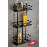 Yapiskanli Omur Boyu Paslanmaz Kristal Ayarlanabilir Raf Banyo Duzenleyici Sampuanlik Siyah Ls-03 Ss