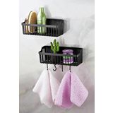 Yapışkanlı Plastik Banyo Rafı İkili Banyo Düzenleyici Duş Rafı Organizer Şampuanlık