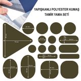 Yapışkanlı Polyester Mont Tamir Yaması 36 Adet Haki