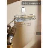 Yapışkanlı Raflı Kağıt Havluluk Paslanmaz Peçetelik Çelik Banyo Havluluk Düzenleyici Gri