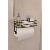 Yapışkanlı Raflı Kağıt Rulo Havluluk Peçetelik Havlu Kağıtlık Siyah Banyo Mutfak Düzenleyici Raf Shr-01