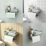 Yapışkanlı Raflı Kağıt Rulo Havluluk Peçetelik Havlu Kağıtlık Siyah Banyo Mutfak Düzenleyici Raf