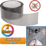 Yapışkanlı Sineklik Tülü Tamir Bandı Yırtık Kopmuş Delik Fiber Tül Yapıştırma Siyah 48 mm x 2 Metre - Beyaz