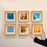 Yapışkanlı Sök-Tak Paspartulu Ahşap 14x14cm POLA Kare Fotoğraf Çerçevesi - 6'lı Paket