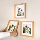 Yapışkanlı Sök-tak Paspartulu Ahşap 21x21cm Kare Fotoğraf Çerçevesi - 3'lü Paket