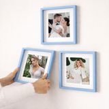 Yapışkanlı Sök-Tak Paspartulu Mavi 21x21cm Kare Fotoğraf Çerçevesi - 3'lü Paket