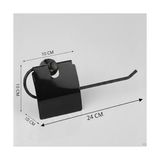 Yapışkanlı Tuvalet Kağıdı Askısı | Kapaklı Paslanmaz Metal Wc Kağıtlık | 10 * 10 cm Siyah Renk | Delmesiz Kolay Kurulum - 000-Siyah