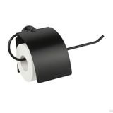 Yapışkanlı Tuvalet Kağıdı Askısı | Kapaklı Paslanmaz Metal WC Kağıtlık | 10 * 10 cm Siyah Renk | Delmesiz Kolay Kurulum
