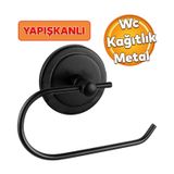 Yapiskanli Tuvalet Kagitlik Aparat Acik Wc Kagit Standi Bez Havluluk Paslanmaz Metal Saglam Siyah Renk