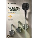 Yapışkanlı Vantuzlu Duş Askısı Delmeden Montaj Ayarlanabilir Duş Başlığı Tutucu Duş Hortumu Tutucu Gri