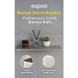 Yapışkanlı ve Vidalı Paslanmaz Çelik Banyo Rafı, Düzenleyici Duşakabin Için Şampuanlık Sabunluk Seti - Gümüş