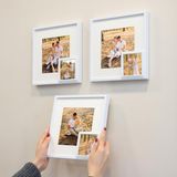Yapışkanlı Yavrulu Sök-tak Paspartulu Beyaz 21x21cm Kare Fotoğraf Çerçevesi - 3'lü Paket