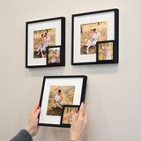 Yapışkanlı Yavrulu Sök-tak Paspartulu Siyah 21x21cm Kare Fotoğraf Çerçevesi - 3'lü Paket