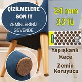 Yapışkanlı Yuvarlak Keçe Masa Sandalye Parke Zemin Ayak Koruyucu Kaydırmaz Keçesi 24 mm (33'lü Paket) - Kahverengi