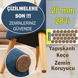 Yapışkanlı Yuvarlak Keçe Masa Sandalye Parke Zemin Ayak Koruyucu Kaydırmaz Keçesi 28 mm (28'Lİ PAKET)